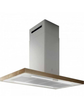 ELICA BIO ISLAND WH/A/120X58ROVERE CAPPA ASPIRANTE ILL.LED BIANCO E ROVERE CL.A+