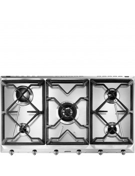 SMEG SRV596GH5 PIANO COTTURA 90 CM INOX 5 FUOCHI GRIGLIE IN GHISA
