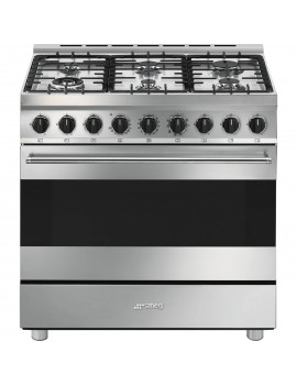 SMEG CUCINA 90CM B91GMX2 FORNO TERMOVENTILATO 6 FUOCHI A GAS ACCIAIO INOX