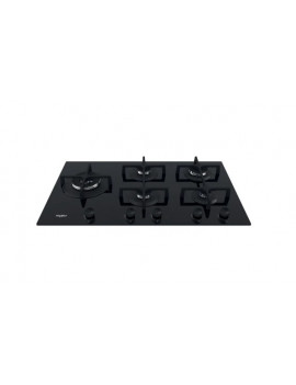 WHIRLPOOL GOA9523NB1 PIANO COTTURA GAS 90CM 5 ZONE VETRO NERO GRIGLIE IN GHISA