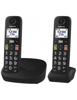 PANASONIC KXTGU112EXB CORDLESS DUO 1.8" V.VOCE MEM.100NUM. HAC ECO NERO