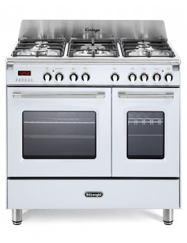 DELONGHI MEM965TWXED CUCINA DOPPIO FORNO 5 FUOCHI TRIPLA CORONA 90X60 BIANCO