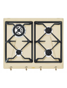 SMEG SRV864POGH PIANO COTTURA GAS 60CM 4 FUOCHI GRIGLIA GHISA NERA PANNA