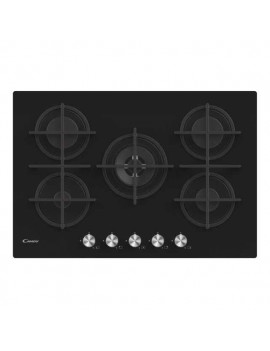 CANDY CVG74WPB PIANO COTTURA 5 FUOCHI GAS 75 CM GRIGLIE GHISA VETRO NERO