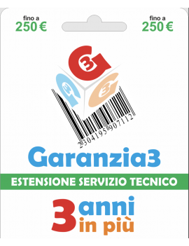 GARANZIA3 GR3PD-250 ESTENSIONE GARANZIA SERVIZIO TECNICO 3 ANNI MASSIMALE 250€