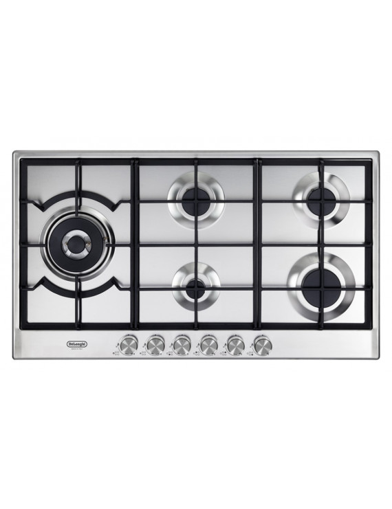 DE LONGHI NSL590DX PIANO COTTURA ACCIAIO INOX 90 CM 5 FUOCHI GRIGLIE GHISA