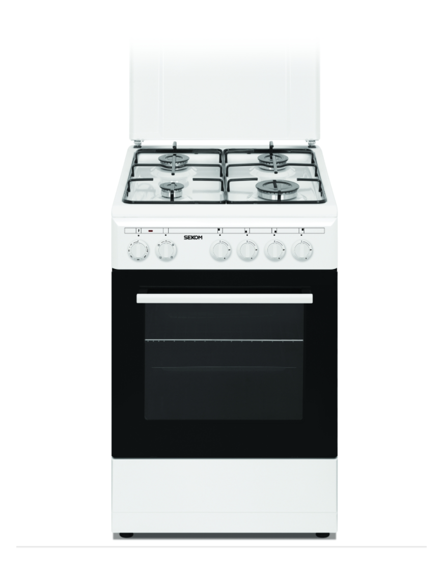 SEKOM SCFS55E4GTA CUCINA 50 CM 4 FUOCHI FORNO ELETTRICO + COPERCHIO BIANCO
