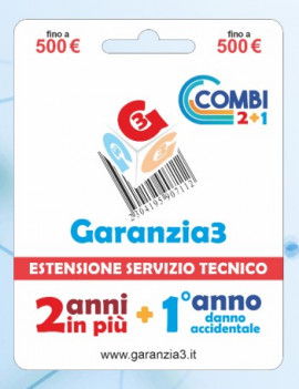 Garanzia3 Combi ESTENSIONE DI GARANZIA 2 ANNI + 1 ANNO DANNO ACCIDENTALE 500€