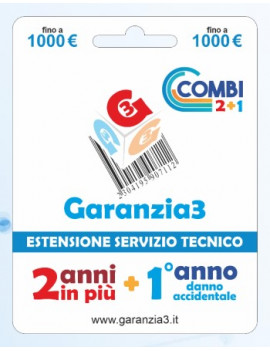 Garanzia3 Combi ESTENSIONE DI GARANZIA 3 ANNI + 1 ANNO DANNO ACCIDENTALE 1000€