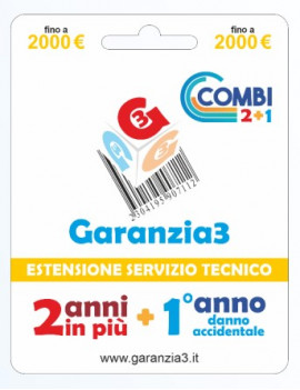 Garanzia3 Combi ESTENSIONE DI GARANZIA 3 ANNI + 1 ANNO DANNO ACCIDENTALE 2000€