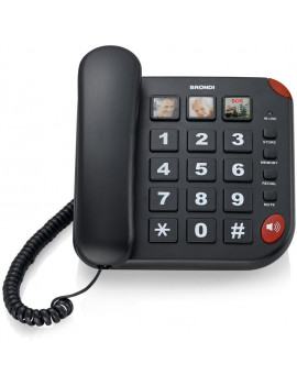 BRONDI BRAVO 15 NERO TELEFONO VIVAVOCE 10 MEMORIE + 3 DEDICATE LED TASTI GRANDI