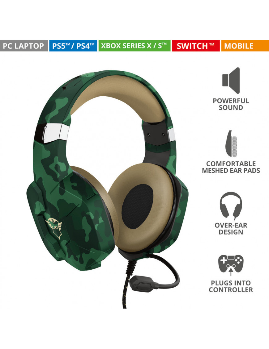 TRUST 24319 CUFFIA CUFFIE GAMING PC/CONSOLE GXT323C CARUS JUNGLE CAMOUFLAGE