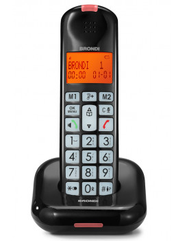 BRONDI BRAVO MOON TELEFONO CORDLESS VIVAVOCE 100 NUMERI BOOST ECODECT NERO