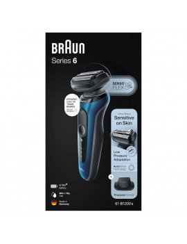 BRAUN 61B1200S Series 6 RASOIO RICARICABILE WET & DRY LED + ACCESSORI