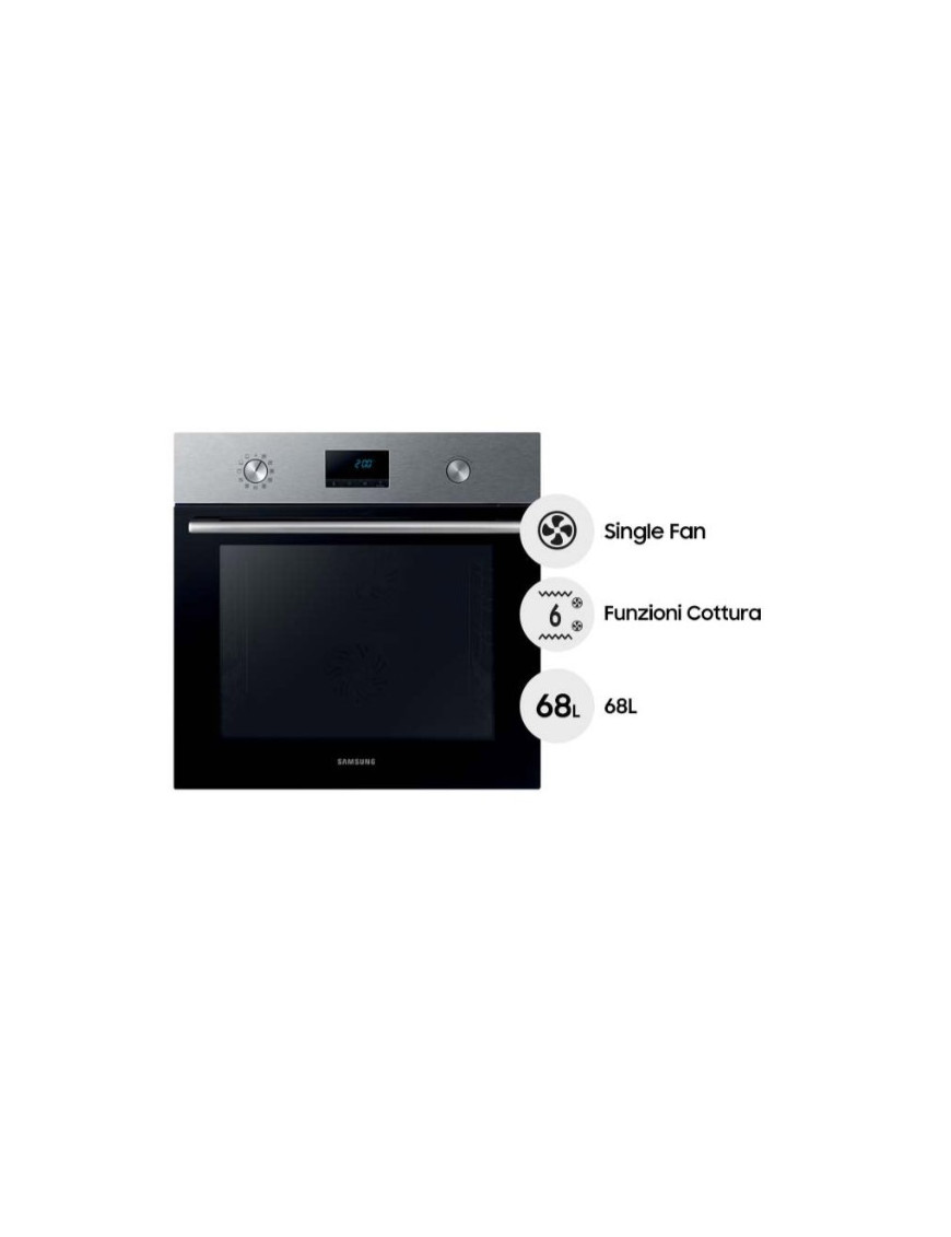 SAMSUNG NV68A1110BS FORNO INCASSO 60CM INOX 68 LT CLASSE A