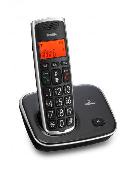 BRONDI BRAVO GOLD 2 NERO TELEFONO CORDLESS VIVAVOCE TASTI GRANDI ECODECT NERO