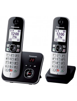 PANASONIC KXTG6862JTB 2 X TELEFONO CORDLESS TWIN SEGRETERIA VIVAVOCE NERO