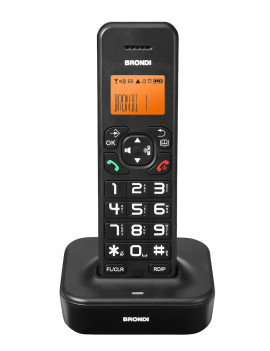 BRONDI BRAVO STAR NERO TELEFONO CORDLESS VIVAVOCE MEMORIA 50 NUMERI NERO