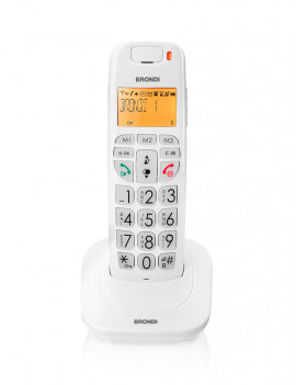 BRONDI BRAVO BRIGHT TELEFONO CORDLESS VIVAVOCE MEMORIA 20 NUMERI ECODECT BIANCO