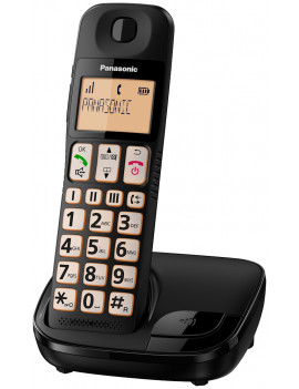 PANASONIC KXTGE110JTB TELEFONO CORDLESS 1.8" VIVAVOCE 50 NUMERI NERO