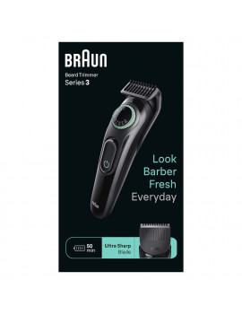 BRAUN BT3411 REGOLA BARBA RICARICABILE 39LUNGHEZZE + ACCESSORI NERO