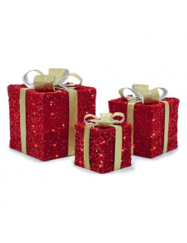 Decoro luminoso Set 3 pacchi regalo 16,22,26 cm Red luci Led General Trade