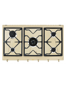 SMEG SRV896POGH PIANO COTTURA A GAS 90CM 5FUOCHI GRIGLIE GHISA PANNA