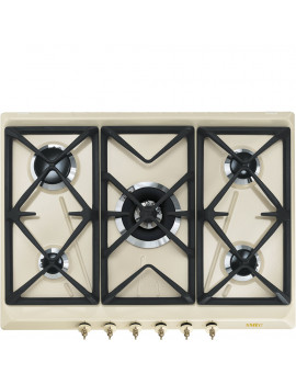 SMEG SRV876POGH PIANI COTTURA A GAS 70CM 5FUOCHI GRIGLIE SMALTATE PANNA