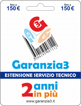 GARANZIA3 ESTENSIONE DI GARANZIA 2 ANNI MASSIMALE 150 EURO