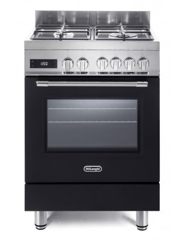 DE LONGHI PRO66MALPZ CUCINA GAS 60X60 4 FUOCHI FORNO MULTIFUNZIONE 74L NERO A
