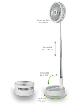 MACOM 991 VENTILATORE DDA TAVOLO 8W DIAMETRO 19.5CM 3 VELOCIT BIANCO